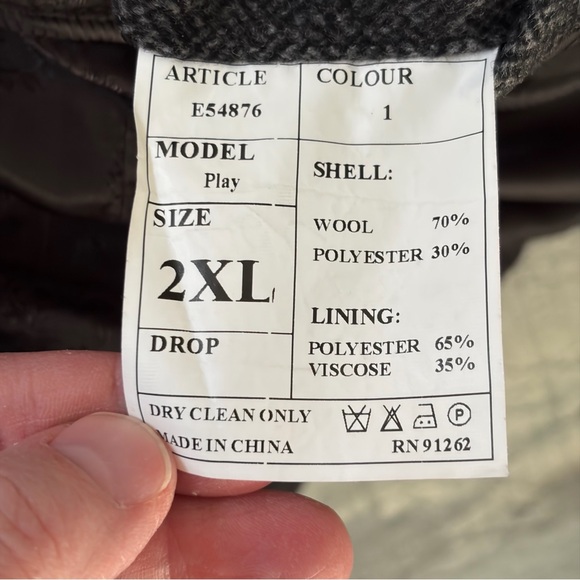 ENZO Men’s Wool Blend Zip Jacket Gray Brown Trim Size 2XL - Picture 3 of 3